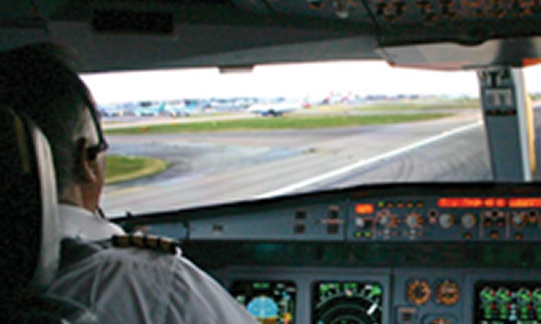 pilot in cockpit