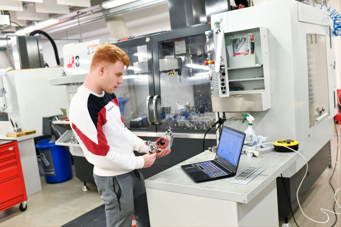 Ali Haddow working in the Coventry University Engineering lab
