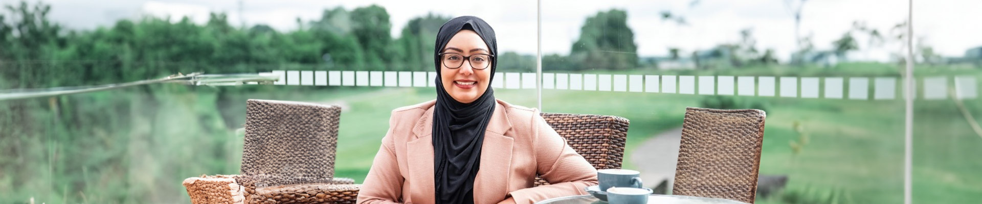 Students standing outside of the cathedral on a clear day