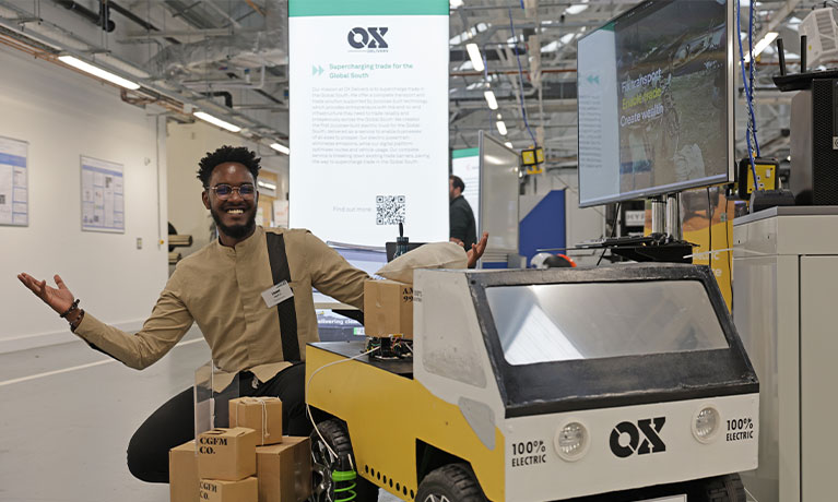 Lionel Mpfizi at the Ox Delivers stand
