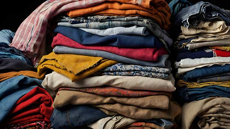 picture of old colourful clothes stacked together