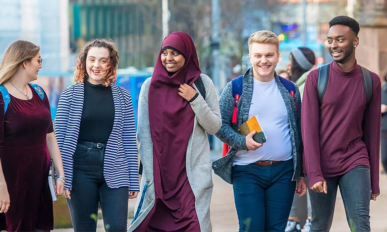 Students walking together in the coventry city centre