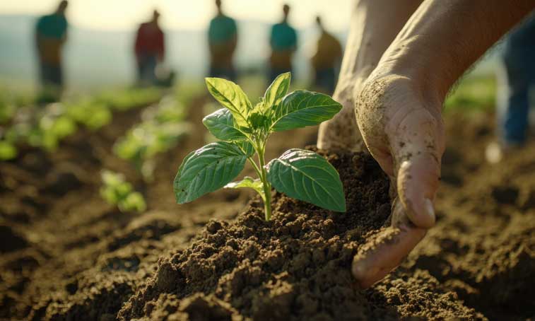 a plant being planted