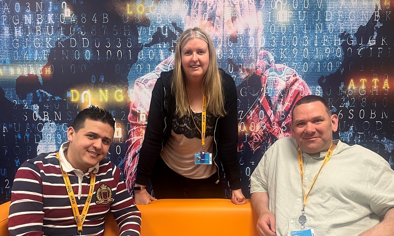 Coventry University's Cyber Security team Mohamed Gorada, Camilla Stevenson, Richard Uttley.