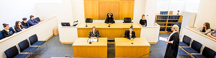Students in a mock court room