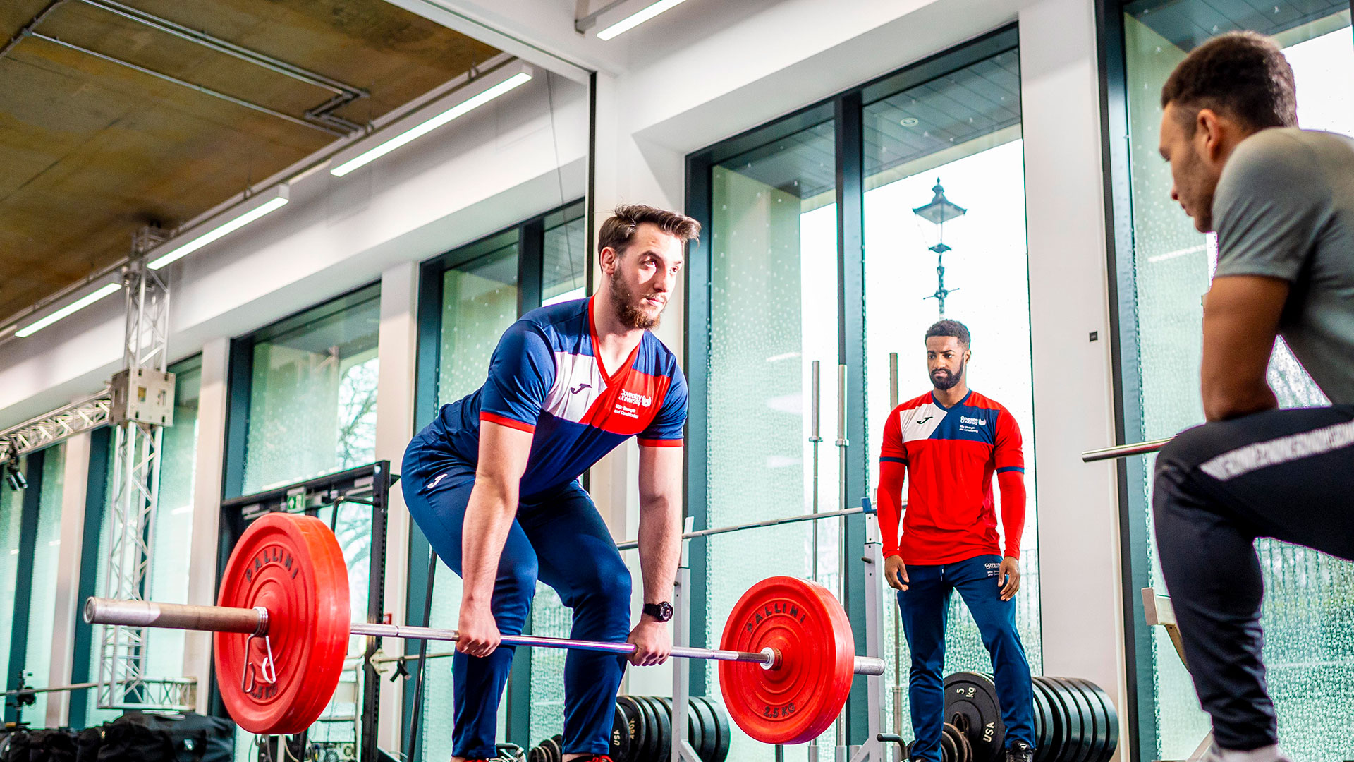 Students exercising in a sports facility
