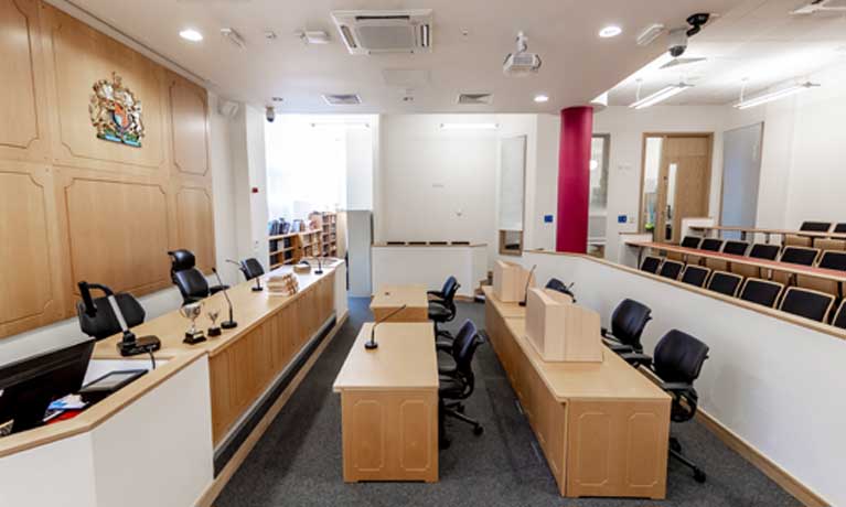 moot room at Coventry University law school 