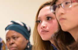 Close up image of three ladies