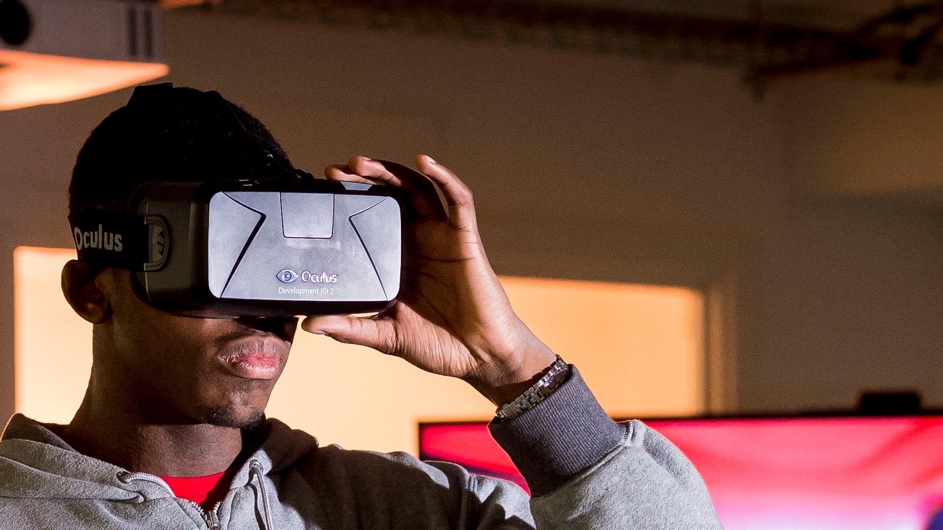 Student looking through a VR headset