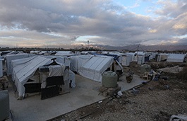 Temporary tents set up for refugees