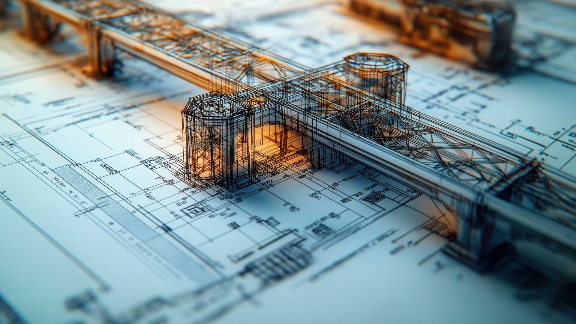 bridge design on architectural plans