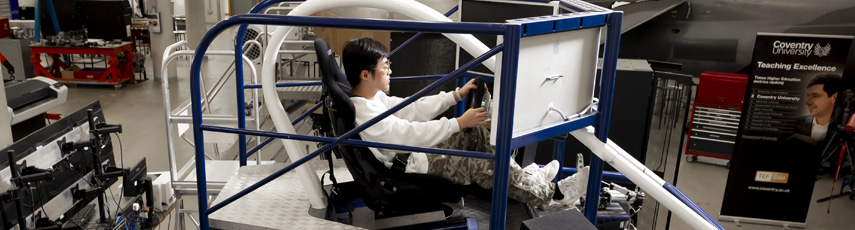 A student using the Cruden F1 simulator