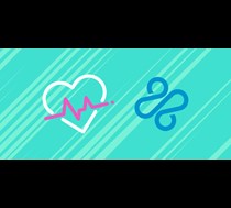 turquoise graphic image with heart symbol with pulse line and curvy blue line 