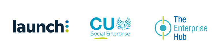 Launch, CU Social Enterprise and The Enterprise Hub logos