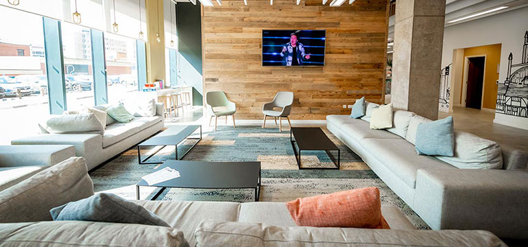 Informal seating area inside bishop gate accommodation block