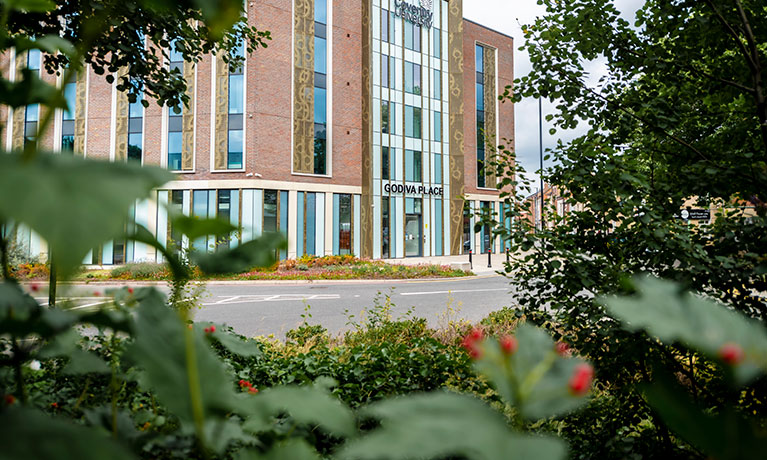 View of Godiva Place through a tree