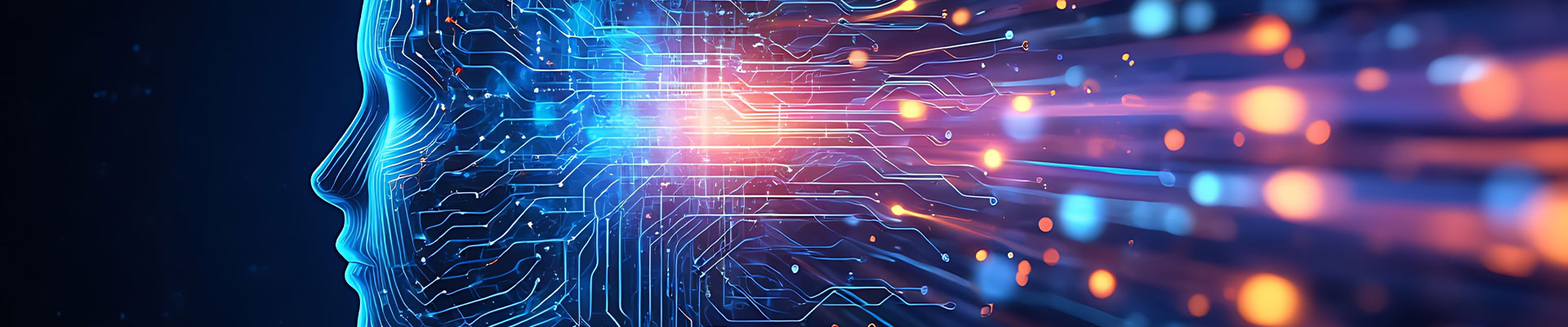 Abstract head with data streams coming out of it