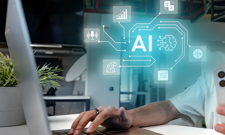 Person working on a laptop