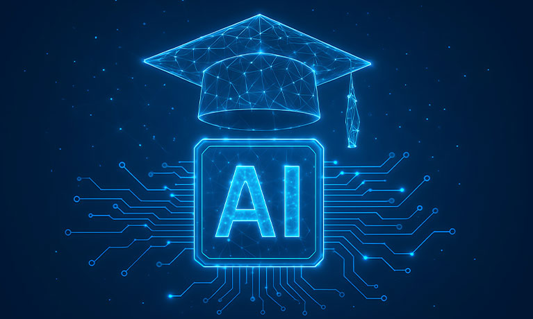 AI icon and graduation hat