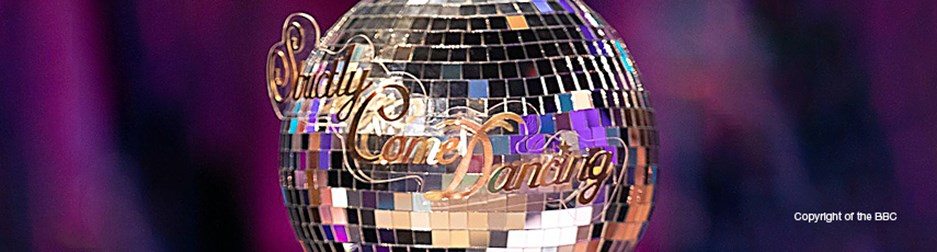 A mirror ball with the words Strictly Come Dancing on it.