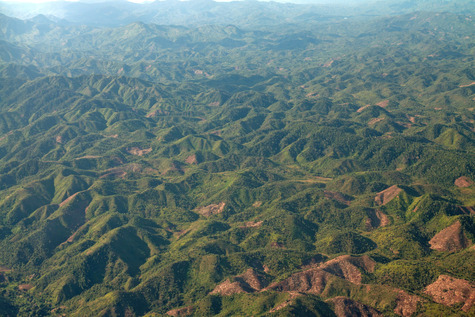 Eastern Madagascar: aerial view of deforested and degrading hills