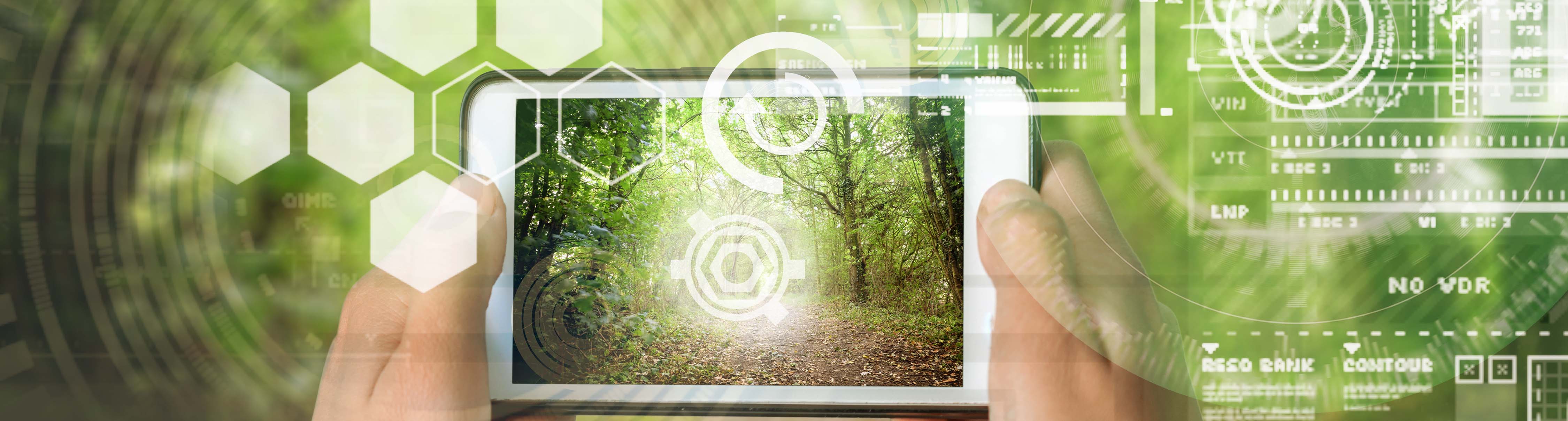 Phone on green background