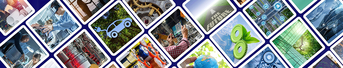 mix of small square pictures, including people, car, batteries and light bulb