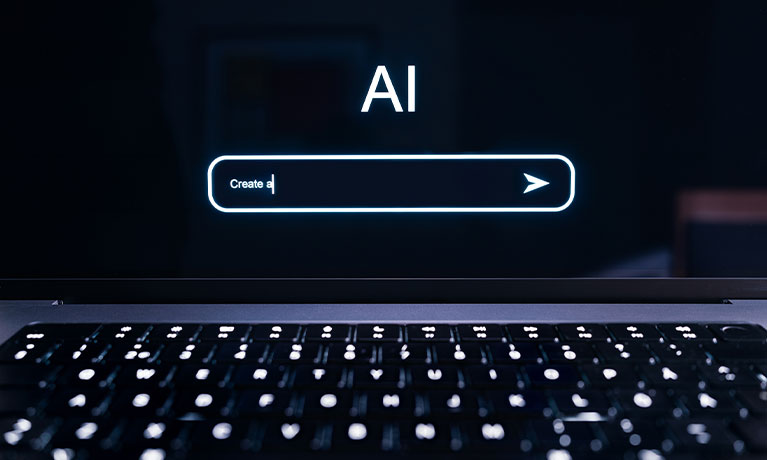 AI application open on a laptop