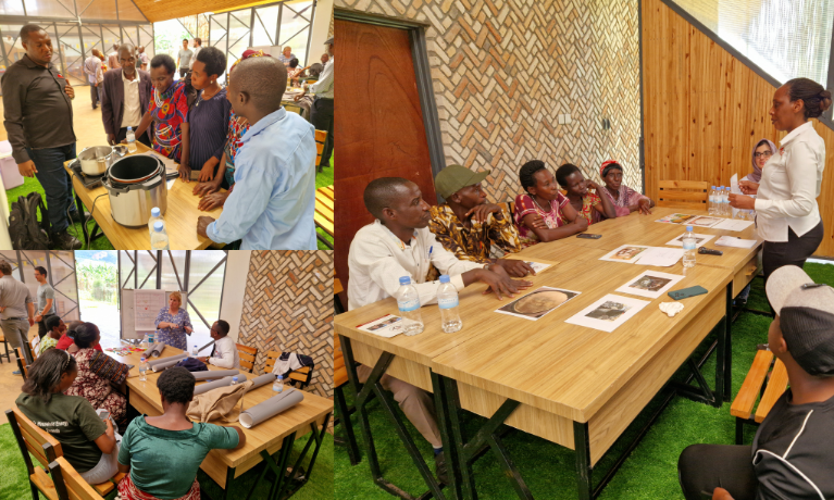 Image collage of researchers with residents in Rwanda