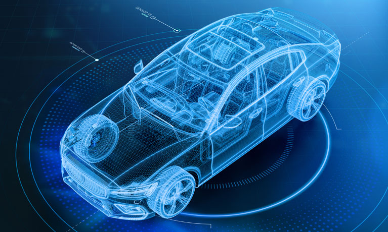 electric blue car abstract