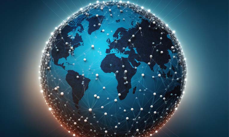 AI abstract of globe with lights