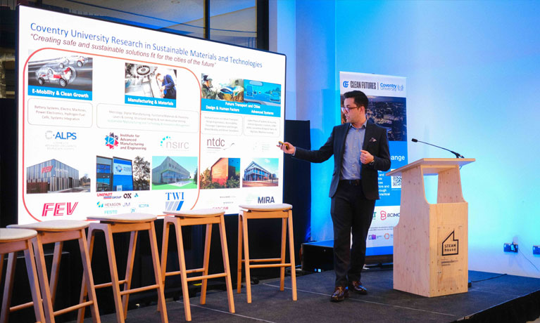 Professor Marcos Kauffman presenting at the Clean Futures Catalyst Launch