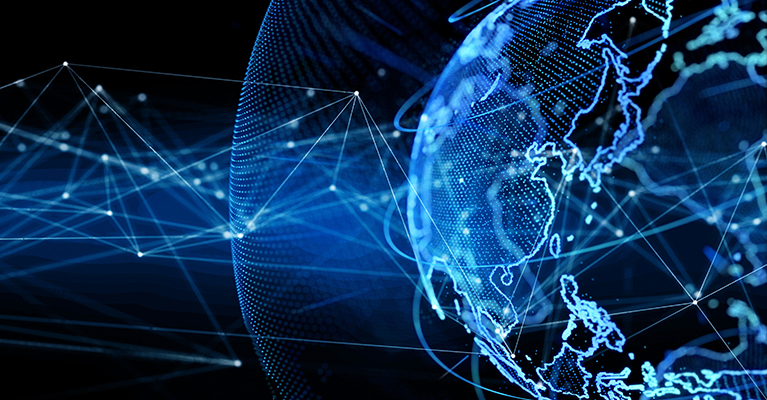 dark blue globe with flares