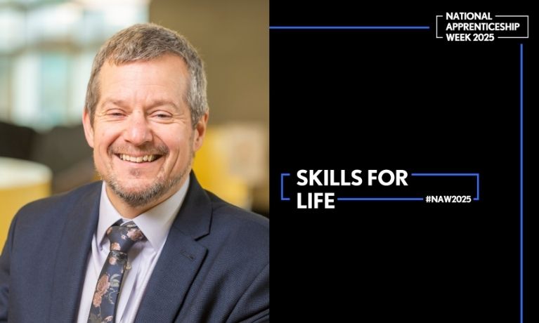 Aidan Friend and graduation cap blue abstract