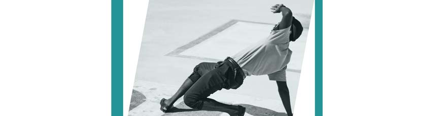 Abstract photography black and white of person dancing on concrete floor outside 