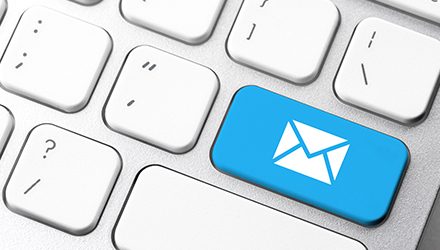 Keyboard with email button in blue and white