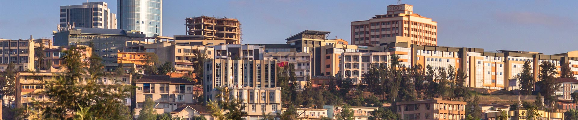 A view of the city skyline of Kigali in Africa.