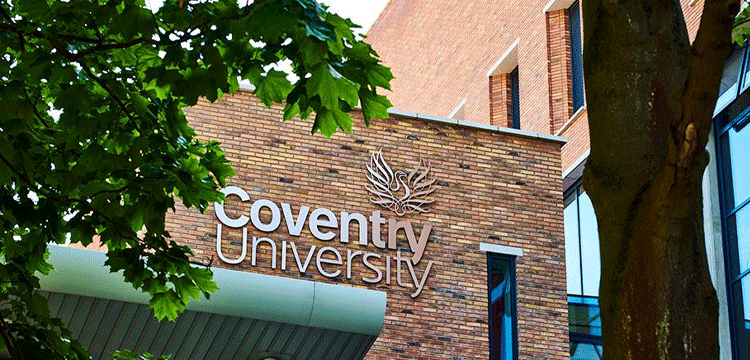Coventry University signage on the outside of the building 