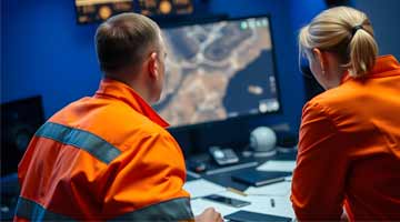 Two people looking at a computer screen