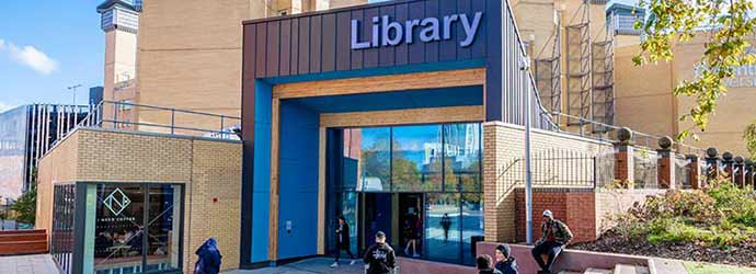 entrance to the library