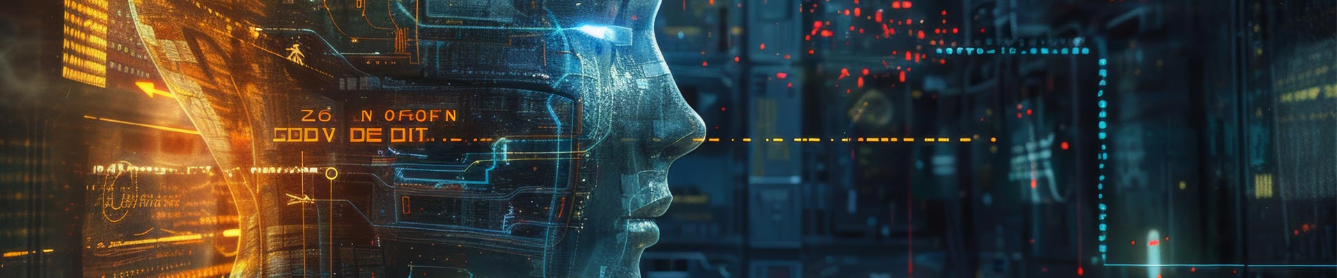 AI image of a robot in a data storage facility with code written over the image.