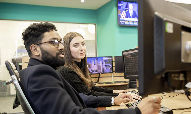 Students working at desks