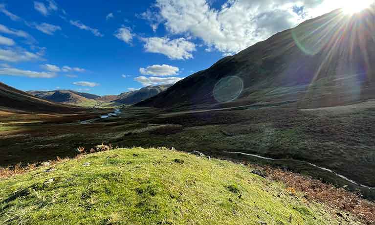 Hills in the lake district on a sunny day