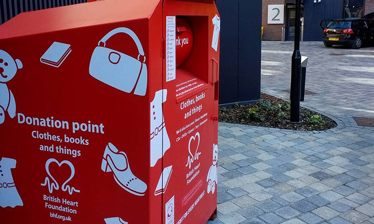 Donation bin for British Heart Foundation