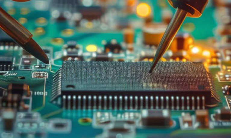 Electical board being worked on