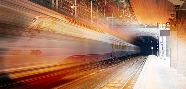 Artistic view of train on platform