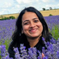 Shrutika Kini in a lavender field on a sunny day.