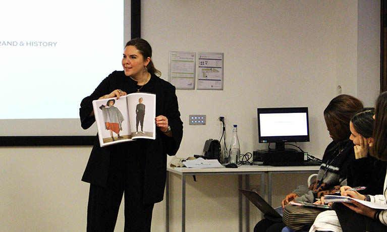 Commercial Director of Pringle of Scotland, Deniz Oral, visits fashion students at Coventry University London