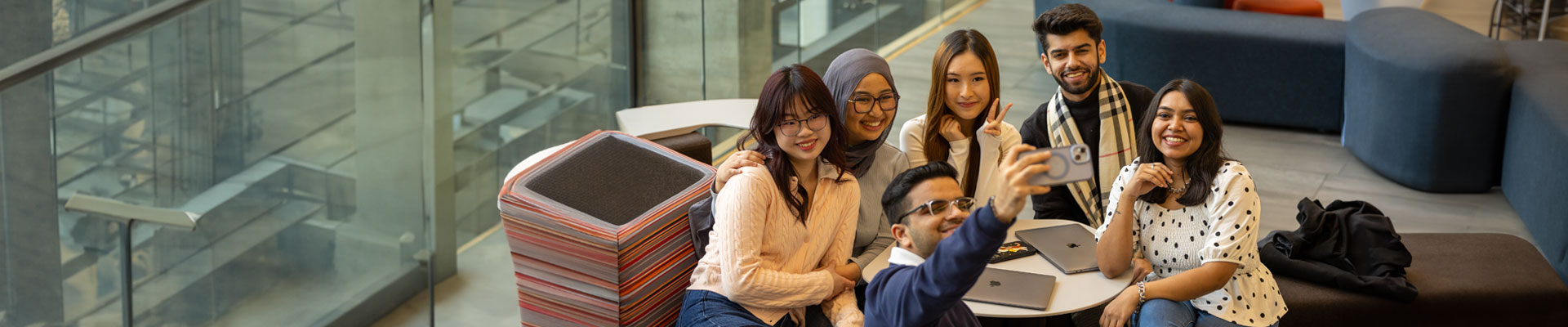 Students taking  a selfie together