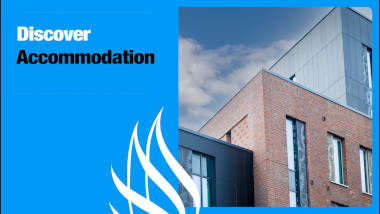 Exterior view of an accommodation building on a sunny day